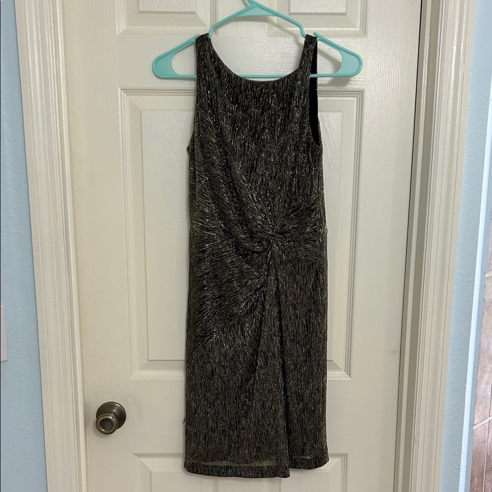 Calvin Klein Metallic Black Sleeveless Midi Dress